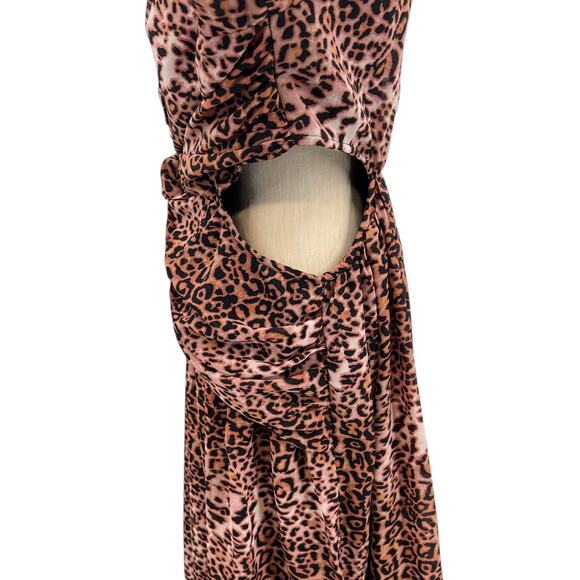 Anthropologie Ranna Gill Dress Midi Leopard Print Cut Out Long Sleeve Size XL - Picture 7 of 14